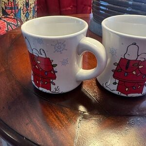 Festive Snoopy Holiday Mug Set - Red and White